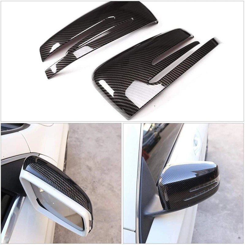 car-attention Carbon Fiber Rearview Mirror Cover Frame Cap For Benz