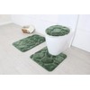BH Home & Linen Hotel Collection 3 Piece Premium River rock Bath rug set 100% Polyester (Sage)