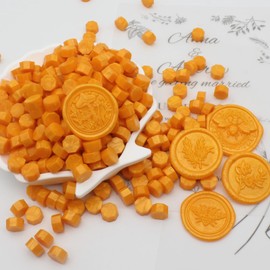 Andotopee 360pcs Bright Orange Wax Seal Beads, Premium Sealing Wax Pellets for Stamp Seals, Wedding Invitation, Letter Envelope, Thanks Card & Scrapbook DIY Crafts