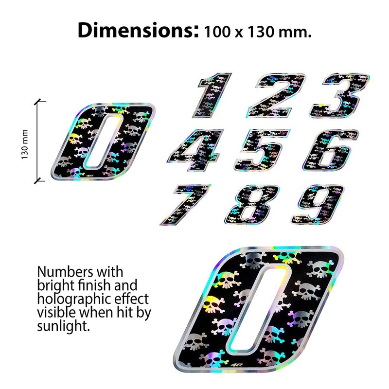 Holographic Racing Number Skulls 9, Medium