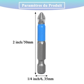 Teocpai 12pcs Screwdriver Bits with Head Phillips Screwdriver PH1 PH2 PH3 PZ1 PZ2 PZ3 50mm Drill Bit Non-Slip Magnetic with Hex Shank Made of S2 Steel