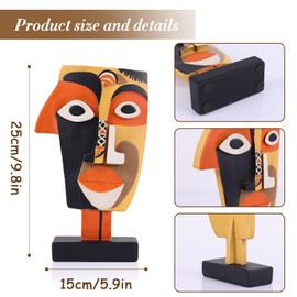 9.8'' Resin Abstract Coffee Table Sculptures, Handcrafted African Art Tribal Figurines Weird Art Decor, Modern Design African Statues for Home, Office, Living Room, Bookshelf, Cabinets Accent