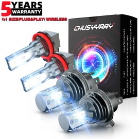 CHUSYYRAY For Honda CR-V 2007-2014 LED Headlight High/Low Beam + Fog Light Bulbs Kit 6500K
