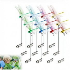 NatureMan 12 Pack Dragonfly Clips, 3D Simulation Dragonfly Pole for Outdoor Indoor Fake Plastics Dragonfly for Garden Stakes Yard Patio Ornaments Fly Scare Devices,Multicolor Waterproof