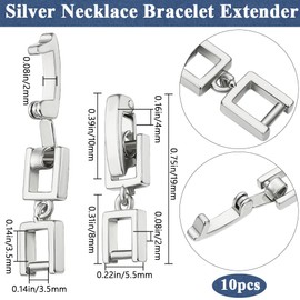 Beebeecraft 1 Box 10Pcs Silver Fold Over Clasp Extender Brass Small Craft Foldover Metal Jewelry Findings Extension Fastener Clasps for Jewelry Making Bracelets Necklaces Supplies DIY Crafts Women