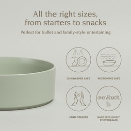 over&back Stackable Serving Bowl - Stoneware Dishes - All-Occasion Place Settings - Perfect for Salads, Pastas, and More - 10.1" x 10.1" x 3.2" - Semi-Matte Sage