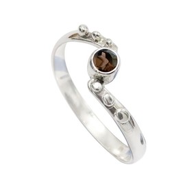 SILVERTROVE Rauchquarz-Edelstein-Bandring, Sterlingsilber, Bandring für Männer und Frauen, Bandring in allen Größen, Schmuck CRG1077AD20_(66 (21.0))