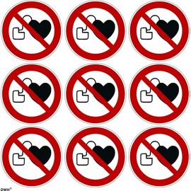 No Access Stickers for People with Pacemakers or Implanted Defibrillators Pack of 9 P007