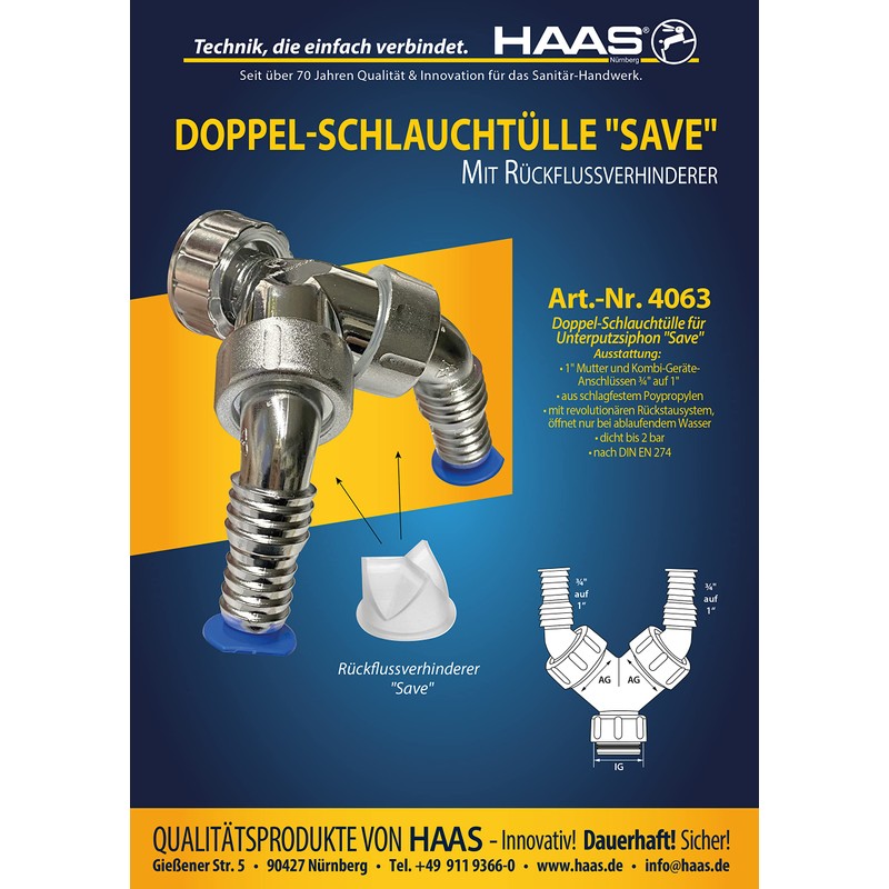 Double Hose Nozzle for Polyethylene Flush-Mounted Device Siphon with Backflow