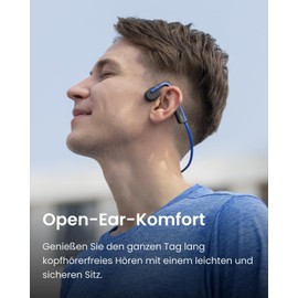 Shokz OpenMove Bluetooth Wireless Headphones, Bone Sound Bone Conduction Wireless Headset, Waterproof Dustproof Sports Headphones for Workout, Running, Jogging, 6H Playtime, Elevation Blue