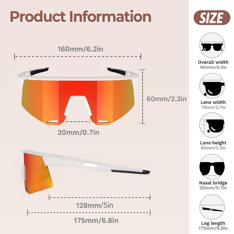 dKargo Cycling Polarized Sport Sunglasses for Men Women UV400 Baseball,