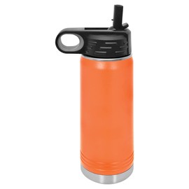 Polar Camel 20 oz Stainless Steel Water Bottle with Flip Top Lid and Straw (Orange)
