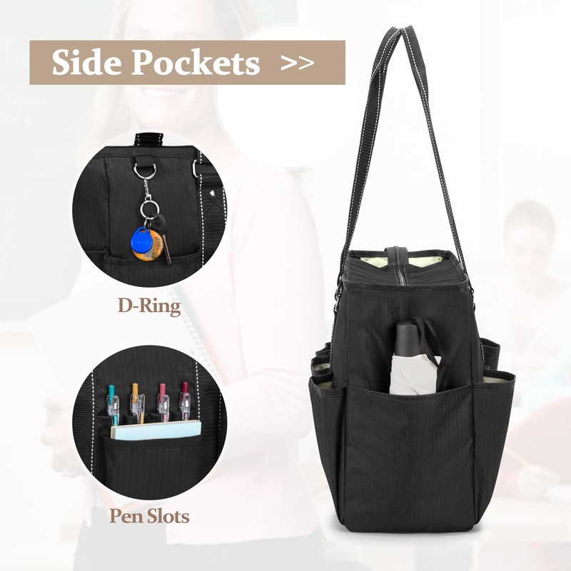 Damero Teacher Tote Bag with Padded Laptop Sleeve, Teacher Work