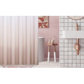 WEST LAKE Pink Waffle Shower Curtain Ombre Decorative Water Resistant No Hook Shower Curtain for Bathroom Hotel Spa with Grommet Machine Washable,Gradient White to Blush 70" Wx72 L