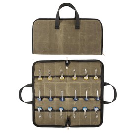 Pocket Knife Roll Bag,Zipper Knife Display Case with 18 Slots,Heavy Duty Waxed Canvas knife Case,Pocket Knife Holder Storage Case for Collection,Knife Organizer for Tactical Camping.EDC Mini Knife Bag