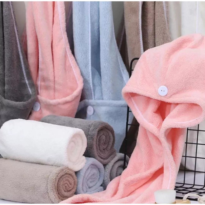 CL Toalla Cabello Absorbente Con Botón Para Sujetar Antifriz