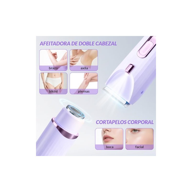 Edecor Depiladora Eléctrica Rasuradora Mujer Doble Cabezal