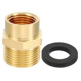 PATIKIL Brass Pipe Fitting Adapter, 2Pcs 1/2" NPT Female Thread x 3/4" G Male Thread Brass Reducer Hex Tubing Hose Connector Adaptor with Gasket for Plumbing Water Line Connection
