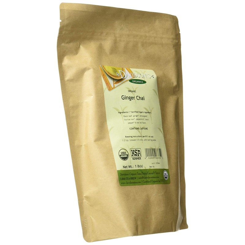 Davidson's Organics, Ginger Chai, Loose Leaf Tea, 16-Ounce Bag