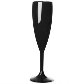 Elite Premium Polycarbonate Champagne Flute Black 7oz / 200ml | Plastic Reusable Champagne Glasses, Virtually Unbreakable Polycarbonate Plastic - Ideal for Parties, Outdoors & Event Catering