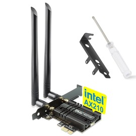 Intel WiFi 6E AX210 PCIe WiFi 6 Card, 5400Mbps, 6GHz/5GHz/2.4GHz Tri-Band, Bluetooth, Windows 11/10
