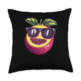 Maracuja With Funny Sunglasses Throw Pillow