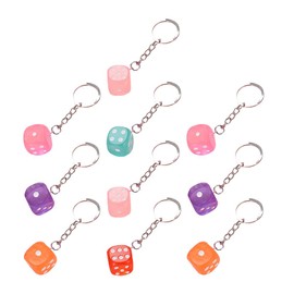 NUOBESTY Crystal Dice Keychain Dice Keychains Pendants Resin Dice Keychains, 10Pcs ( Mixed Color )