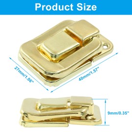 Unlorspy 4Pcs Toggle Catch Lock 1.57 x 1.06 Inch Rectangle Mini Hasp Clasp Retro Iron Hasp Lock Latch Clasp with Screws for Jewellery Box Gift Box Wooden Case(Gold)