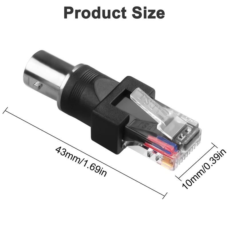 MEIRIYFA BNC to RJ45 Ethernet Adapter,BNC Female to RJ45 Male
