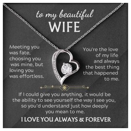 Momavo Jewelry To My Beautiful Wife - You're the love of my life, To My Wife, for her , Idea Gift For Women, Christmas Birthday , Valentine Necklace, best wife necklace ever, from husband (Standard Box, 14k White Gold Finish)