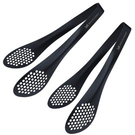 MSY BIGSUNNY Stainless Steel Buffet Tongs - Kitchen Food Tong for Cooking and Serving (Black - 9" Serving Tongs)
