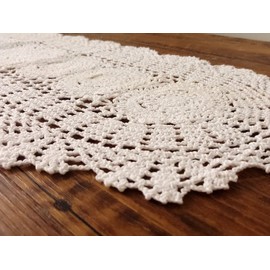 Laivigo- Handmade Crochet Lace Oval Lucky Flower Tablecloth Table Runner Doilies Doily, 12 X 43 Inch, White