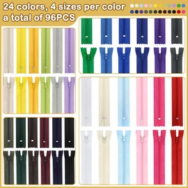 Zippers for Sewing, DOITEM 24 pcs 40cm/16 Inch Multicolor Nylon Coil Zippers for Sewing and Crafts 24 Colors