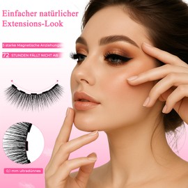 Magnetische Wimpern, Magnet Wimpern Natürlicher Look Mit Zange Wiederverwendbare Magnetwimpern, Wimpern Magnetisch ohne Eyeliner for Party, Make up (Natürlich)