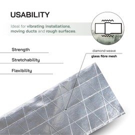 Vent Systems 2" Inch x 164 Ft / 55 Yards Aluminum Foil Tape with Mesh - Strong Metal Adhesive for Insulation, Heavy Duty Ductwork - Waterproof, Low/High Temp HVAC Vent Hose, and Dryer Leak Repair Tape