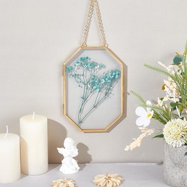 UNICRAFTALE 1pc Hanging Glass Floating Frame Octagon Double Glass Floating Picture Frame Handmade Frames for Pressed Flowers Clear Vintage Artwork Display Frames for Artwork Wall Home Decor