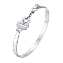 HIJONES Women's Simple Unique Matte Brushed Music Guitar Adjustable Bracelet Made of Stainless Steel, Stainless Steel