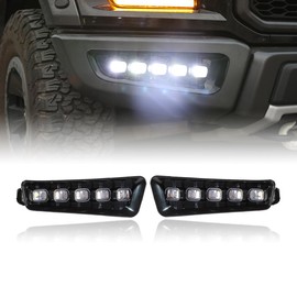 Liouedf LED Front Fog Light Assembly Compatible with F150 Raptor 2021-2022,Pair of LED Fog Lights with Amber Turn Signals Front DRL Fog Light Assembly Kit