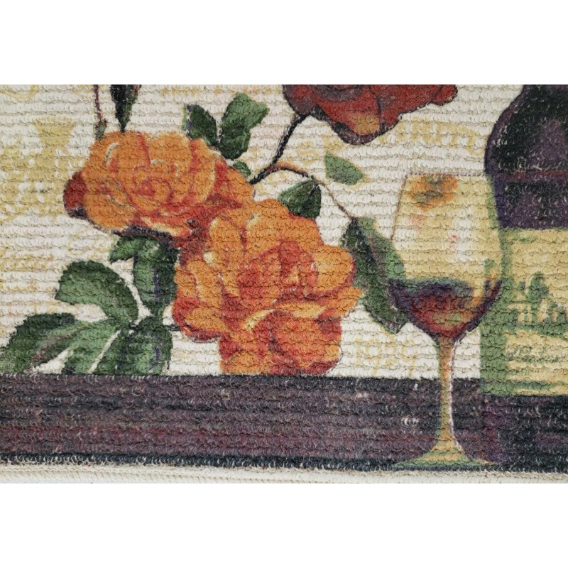 Mainstays TEXTURED PRINTED KITCHEN RUG/MAT (18"x30") WINE,ROSE FLOWERS & GRAPES,