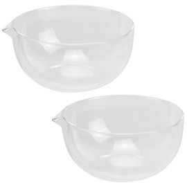 EIKS Glass Bowls with Spout for Mixing and Serving Sauce Jam Salad Coffee Milk Cooking Baking (500ml * 2)