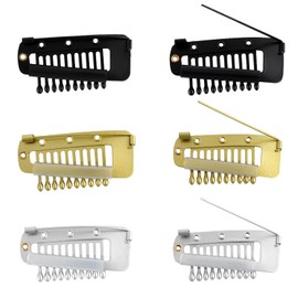 TamBee Chunni Clips with Safety Pins, 6 PCS Strong Chunni Grip Dupatta Clips U-shape Metal Wig Clips Hair Extension Clips With Safety Pin For Headscarf And Shirts (Multi-Color)