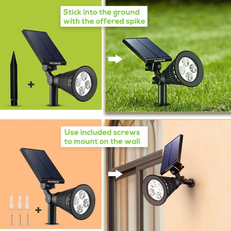 FixtureDisplays Solar Lights LED Adjustable Spotlight Wall Light Landscape Night