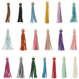 Stiesy 20 Stück Lederquasten Anhänger Schlüsselanhänger Bunte Kunstleder Quasten Schlüsselring Tasche Charm Dekoration für DIY Bastelbedarf DIY Schlüsselanhänger Schmuckherstellung Heimdekoration