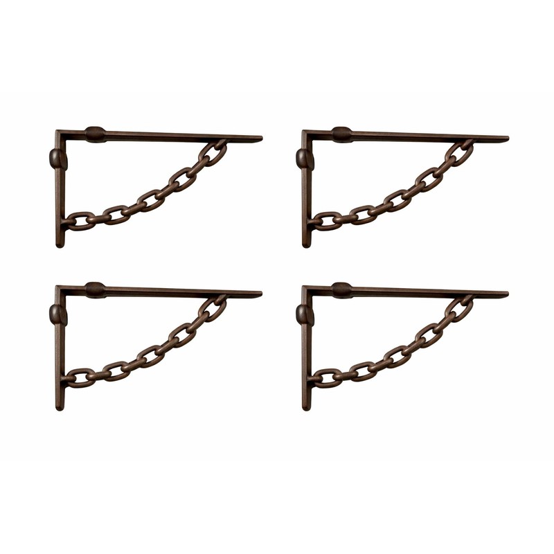 4 Cast Iron Rustic Chain Brackets Braces Bookshelf Brackets
