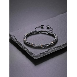 CrystalTears Mens Crystal Beaded Bracelet Hematite Labradorite Healing Crystal Protection Bracelets for Men Natural Stone Bracelet Jewellery Gifts for Men Dad Boyfriend Husband Birthday Christmas