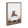 Kate and Laurel Sylvie Bear Rustic Bubble Bath Framed Canvas