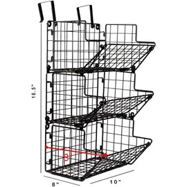 under sink organizers and storage Hanging fruit basket inside cabinet Metal Wire 3 Tier organizer Kitchen Fruit Produce Bin Rack Baskets fruit stand produce storage Z Basket Collection (black) (black)
