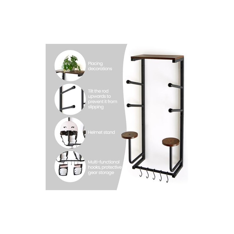 Skateboard Wall Mount Rack — Horizontal Multi-Board Display Shelf &
