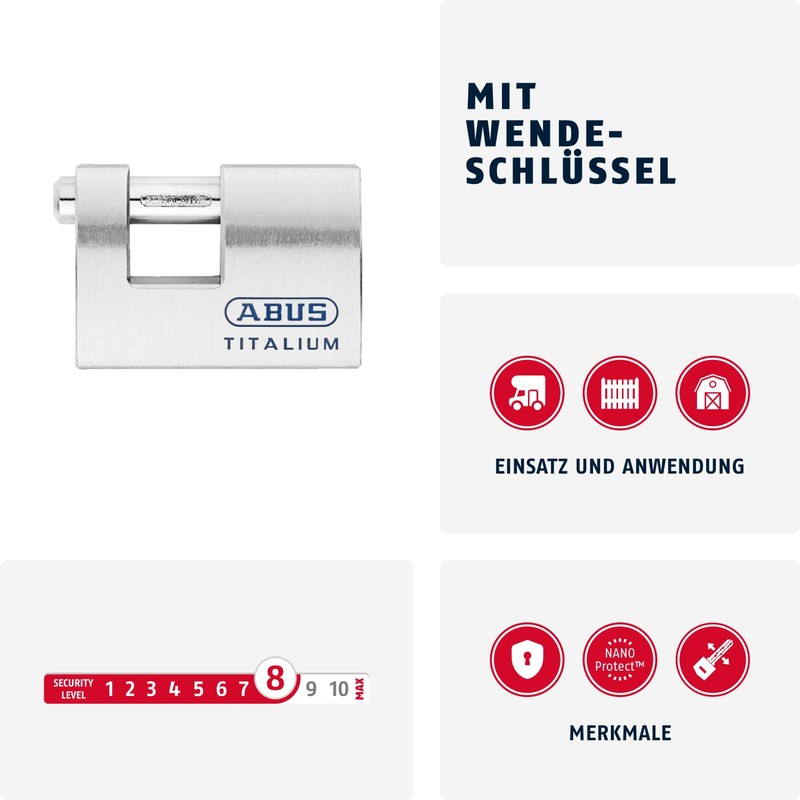 ABUS AB98TI/90 Padlock, Gray, 98TI/90