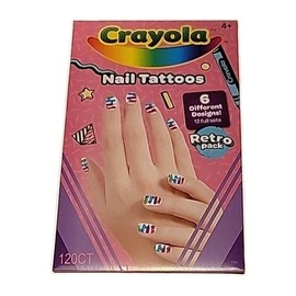Crayola nail tattoos for kids Retro Pack 120 - 144  Random 6 Desings 12 Sets